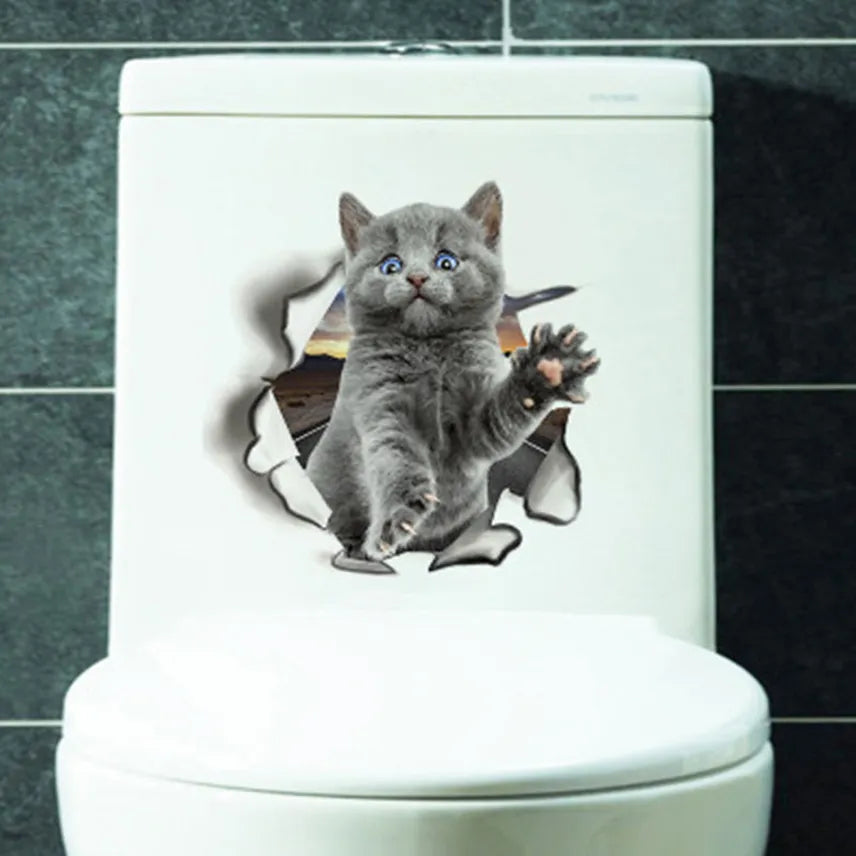 3D Cat Bathroom Sticker No.82
