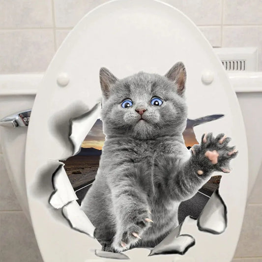 3D Cat Bathroom Sticker No.82