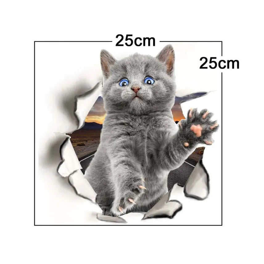 3D Cat Bathroom Sticker No.82