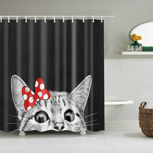 SitHappens LBG 188 Black Cat Shower Curtain