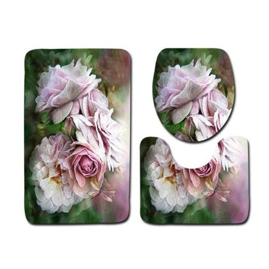 Set of Bath Mats Flowers KLV 093