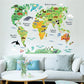 World Map With Animals For Children's Room No.56