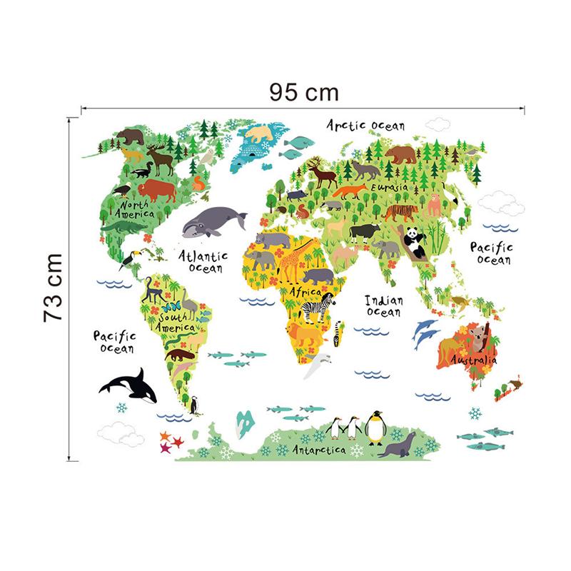 World Map With Animals For Children's Room No.56