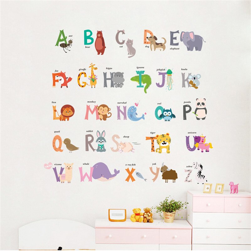 Αγγλική Αλφάβητος με Ζωάκια Για Παιδικό Δωμάτιο Αρ.61 - Αυτοκόλλητα τοίχου 3D Sit Happens